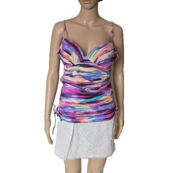 Assets By Sara Blakely Push Up Tankini With Rouching style 1538 Size M - Picture 1 of 7